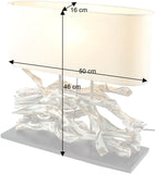 Guru-Shop Lampe de Table Marimbula, Fait Main Unique à Partir de Matériaux Naturels, Bois, Coton, 46x50x16 cm, Natureelights, Lampes de Table en Matériau Naturel