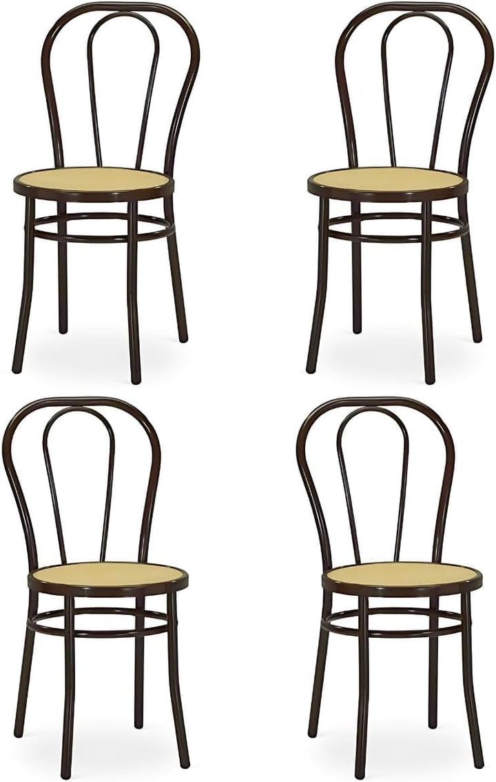 Tomaino - Chaise de cuisine en fer avec assise en paille - Ensemble de chaises de salle à manger Vienne (4, noir)