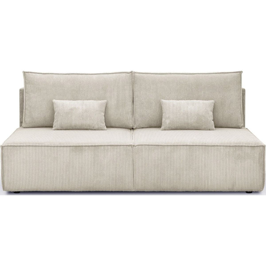 HOMIFAB Canapé Convertible 3 Places avec Coffre de Rangement en Velours côtelé Beige - Milla