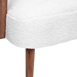 Atmosphera Créateur d'Intérieur - Fauteuil Chiara Bouclette Blanc Rétro Vintage Hévéa Accoudoirs Semi-Ferme Enveloppant pour Salon, Bureau, Chambre
