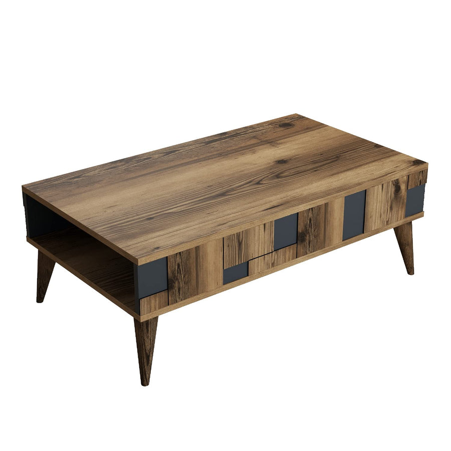 Table basse avec rangement Raga L105xP60cm Bois et Anthracite Table basse avec rangement Raga L105xP60cm Bois et Anthracite