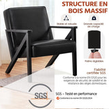 Yaheetech Fauteuil de Salon Lot de 2 en Similicuir Fauteuil d’appoint avec Cadre en Bois Pieds et Accoudoirs en Forme de Z Siège de Bureau Chambre Réception Noir