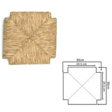 Okaffarefatto Maddaloni - Tabouret en bois massif couleur noyer foncé, avec pieds droits et assise carrée en paille, de 70 cm de hauteur - Déjà monté