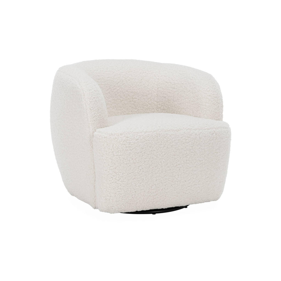 Alice Alice's Home - Fauteuil Cosy Rond pivotant en Bouclette crème. Laya. L 79.5 x P 77.5 x H 67cm