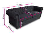 SILAPE - Canapé Asti 2 - Chesterfield canapé 2 Places - Glamour - Salon (Vert (Velvet 78))