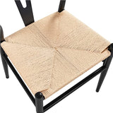 Abician Lot de 2 Chaises de Salle à Manger Corde de Papier Cadre en Métal Ensemble de Chaises en Corde Intérieur Dossier Demi-Circulaire Cuisine Salon 54,5 × 57 × 73,5 cm Noir