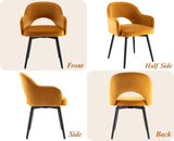 chairus Lot de 2 Chaises de Salle à Manger en Velours Moderne Fauteuil Rembourrée Chaise Pivotante à 360° pour Bureau Salon (Jaune-2 (Velours))