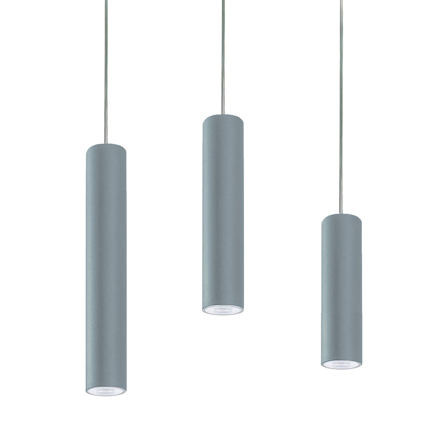 L+ Lustre de Cuisine Moderne, Spot de Plafond LED, Métal, Forme Cylindre, GU10, Plafond, H60cm, Diamètre 6cm (Gris, H60 cm)