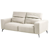 Beliani Canapé Moderne en Tissu 3 Places Appuie-Tête Réglable Dossier Rabattable Pieds en Métal Beige Clair Ommel