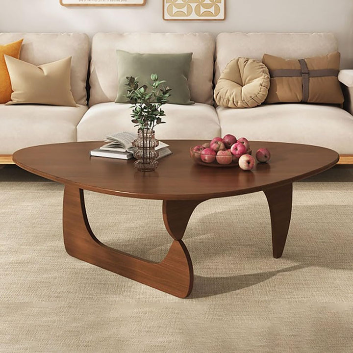 Table Basse Triangulaire en Bois d'hévéa, Style Milieu du siècle, en Noyer, pour Salon, Petite Table Ovale, Marron, Abstraite, Rustique, pour Bureau, extérieur, Patio