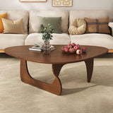 Table Basse Triangulaire en Bois d'hévéa, Style Milieu du siècle, en Noyer, pour Salon, Petite Table Ovale, Marron, Abstraite, Rustique, pour Bureau, extérieur, Patio