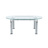 Oviala Table Basse Ovale en Verre trempé Transparent