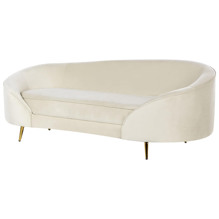 Beliani Canapé 3 Places Glamour en Velours Pieds en Métal Doré Beige Savar Beliani Canapé 3 Places Glamour en Velours Pieds en Métal Doré Beige Savar