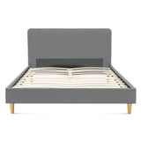 IDMarket - Lit Double scandinave Balta avec tête de lit et sommier 160 x 200 cm Tissu Gris Clair