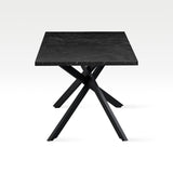 B&D home Table à manger LARS, extensible 120-160 x 80 cm, 4-6 personnes Table de cuisine Table en bois avec structure en croix noir pour cuisine, salle à manger, design industriel moderne, marbre-noir