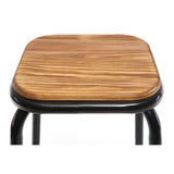 Miliboo Tabourets de Bar empilables Noir et Bois foncé H77.5 cm (Lot de 2) Memphis