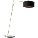 Brilliant Lampadaire arc Annice 1,93m noir mat/laiton brossé, métal/textile, 1x LED, E27, 10 W