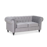 INTENSE DECO Canapé Chesterfield Velours 2 Places Altesse Argent