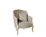 Robin des bois - Victor : Fauteuil bergère en Bois Massif et Lin Premium Blanc