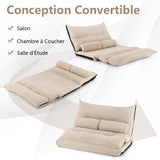 COSTWAY Canapé-lit Paresseux Pliable, Canapé Convertible avec Dossier Réglable à 42 Positions, Chauffeuse avec 2 Oreillers, Sofa pour Salon, Chambre, Balcon, Beige