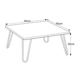 [en.casa] Table Basse Rectangulaire Stylé avec Pieds en Epingle à Cheveux Petite Table d'Appoint Polyvalent pour Salon Panneau de Particules Métal 60 x 60 x 30 Effet Noyer Noir