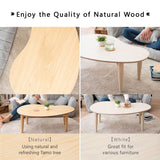 EMOOR Table Basse Pliante en Bois en Forme de Poire (L80xP52xH33cm) Naturel, Table à Thé Assise au Sol Japonais Minimaliste Petit Espace Tatami Chambre Salon