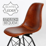 Casa Moro Chaise de salle à manger, en cuir véritable, marron, structure en métal, chaise de salle d'attente, de conférence, moderne