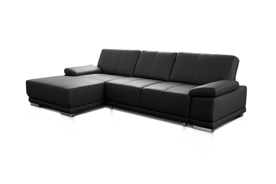 CAVADORE Corianne Canapé D’Angle Convertible, en Cuir Véritable, Fonction Couchage Et Accoudoirs Réglables, 282 x 80 x 162 cm, Noir CAVADORE Corianne Canapé D’Angle Convertible, en Cuir Véritable, Fonction Couchage Et Accoudoirs Réglables, 282 x 80 x 162 cm, Noir