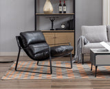 chairus Fauteuil de Loisirs en Cuir PU Modern Chaise de Relaxation pour Salon Fauteuil de Chambre avec Cadre en Métal (Noir)