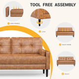 Aotumm Ciort Canapé 2 places, moderne avec coussins épais, 2 oreillers et 2 poches de rangement, canapé en cuir confortable pour salon, chambre à coucher, bureau, montage facile, petit canapé 2 places