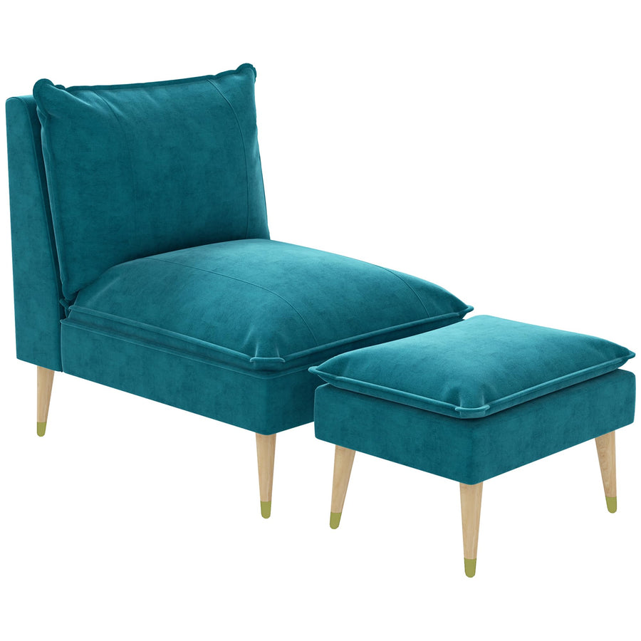 HOMCOM Fauteuil de Relaxation avec Repose-Pieds Fauteuil Relax de Salon avec Pieds en Bois d HOMCOM Fauteuil de Relaxation avec Repose-Pieds Fauteuil Relax de Salon avec Pieds en Bois d'hévéa revêtement Aspect Velours Bleu