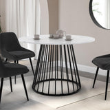 IDMarket - Table à Manger Extensible Ronde Yuna 4-8 Personnes Plateau Effet marbre Blanc Alaska et Noir 110-150 cm