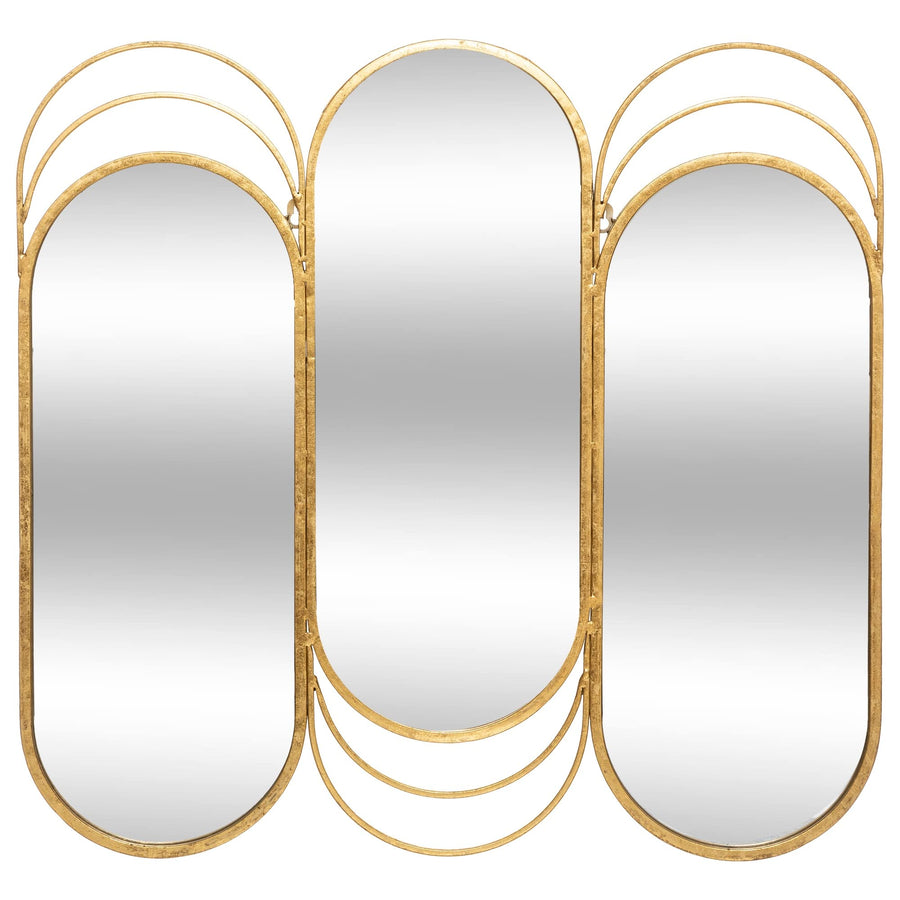 Atmosphera - Miroir triptyque EDI doré - métal 72x69 cm Atmosphera - Miroir triptyque EDI doré - métal 72x69 cm