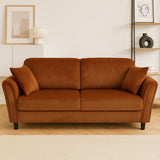 CONCEPT USINE | Canapé Droit 4 Places Lucerne Terracotta | Velours Côtelé Doux | Confort Ferme | Design Arrondi et Moderne | Structure Bois | 2 Coussins Inclus | 212 cm de Longueur