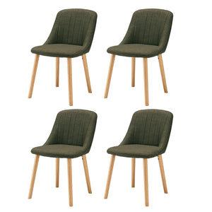 Goeurvant Chaises Salle à Manger Pieds Bois Lot de 4, Chaises Lin de Cuisine avec Dossier, Chaises Salon Modernes et Moelleuse, Vertes