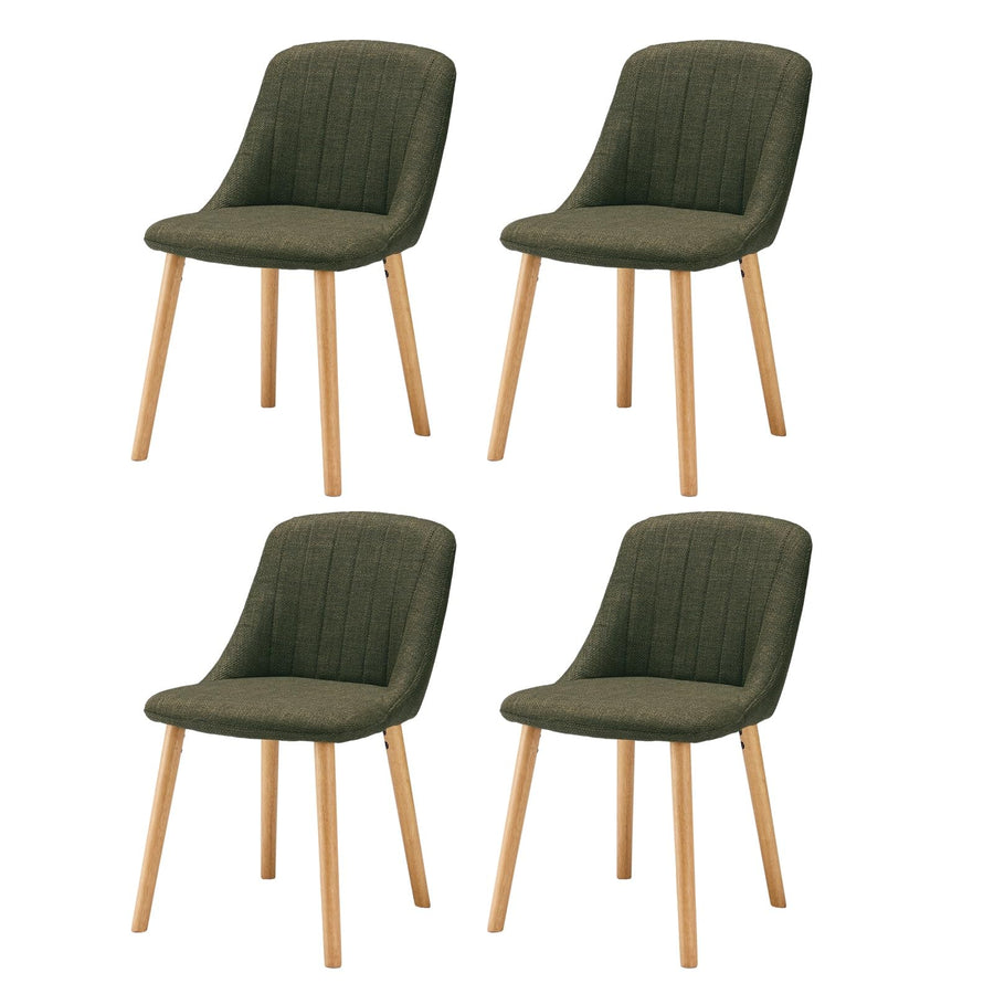 Goeurvant Chaises Salle à Manger Pieds Bois Lot de 4, Chaises Lin de Cuisine avec Dossier, Chaises Salon Modernes et Moelleuse, Vertes