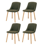Goeurvant Chaises Salle à Manger Pieds Bois Lot de 4, Chaises Lin de Cuisine avec Dossier, Chaises Salon Modernes et Moelleuse, Vertes