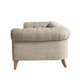Loberon Canapé Sanbornville Chesterfield Classique Forme Traditionnelle Housse Robuste Rembourrage de Haute Qualité Assise Canapé Hévéa Polyester Taupe