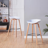 BenyLed Lot de 2 Tabourets de Bar avec Assise en Polypropylène et Pieds en Bois de Hêtre, Hauteur de l’Assise 70 cm, Blanc