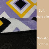 Rug-QJDDUP Rond Tapis de décoration,Black,Round 200 cm,Noir Gris Blanc Rayure Moderne, Tapis de Salon Grand Chambre Design Moderne Poil Court Doux,