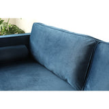 CONCEPT USINE - Canapé Nalha Bleu en Velours 3 Places - Revêtement en Velours 100% Polyester - avec Accoudoirs - 2 Longs Coussins Ronds Déhoussables - Largeur 199 cm - Résistant, Design Élégant