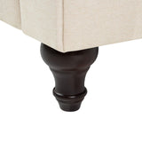 Canapé 3 Places en Tissu Beige Assise Rembourrée Large Dossier Points Chesterfield