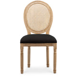 INTENSE DECO Lot de 2 chaises médaillon Louis XVI Cannage Rotin Tissu Noir