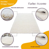 Teppium Tapis Salon 160x230 cm Moderne Adulte Tapis Chambre Crème - Shaggy Tapis Poil Long Salle de Séjour Concevoir Unicolore Tapis Moelleux et Doux - Tapis Cuisine Moquette Salon