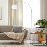 CCLIFE Lampe Lampadaire à arc salon courbée, Lampe arceau moderne en chrome Lampadaire sur pied marbre, Couleur: Blanc, réglable en hauteur 130-180cm