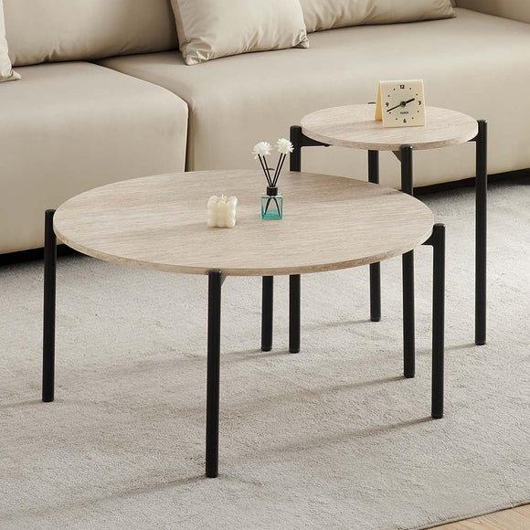 Milton & Oldbrook Set de Table Basse Aragon Look Travertin