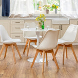 MEUBLE COSY Table Salle à Manger Ronde Scandinave 2-4 Personnes pour Salon Cuisine, en Bois d'ingénierie et métal, Blanc, 80x80x73cm