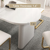 homary Japandi Table de salle à manger ovale extensible en bois avec base sur piédestal 160 à 200,7 cm Blanc 160 à 200,7 cm