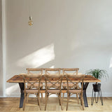 Biscottini Chaises de salle à manger en bois fabriquées en Italie avec assise en rotin 86 x 46 x 42 cm