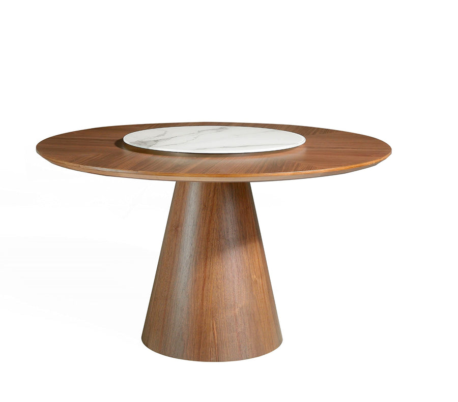 Ángel Cerdá - Table de salle à manger ronde en noyer avec centre rotatif en porcelaine marbre Calacatta - Table de salle à manger moderne et fonctionnelle - Original et polyvalente - Matériaux Ángel Cerdá - Table de salle à manger ronde en noyer avec centre rotatif en porcelaine marbre Calacatta - Table de salle à manger moderne et fonctionnelle - Original et polyvalente - Matériaux
